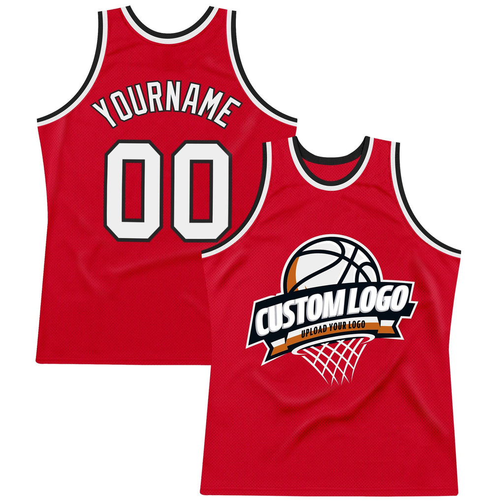 Custom Basketball Jersey - Red White-Black Throwback - Style Red0624