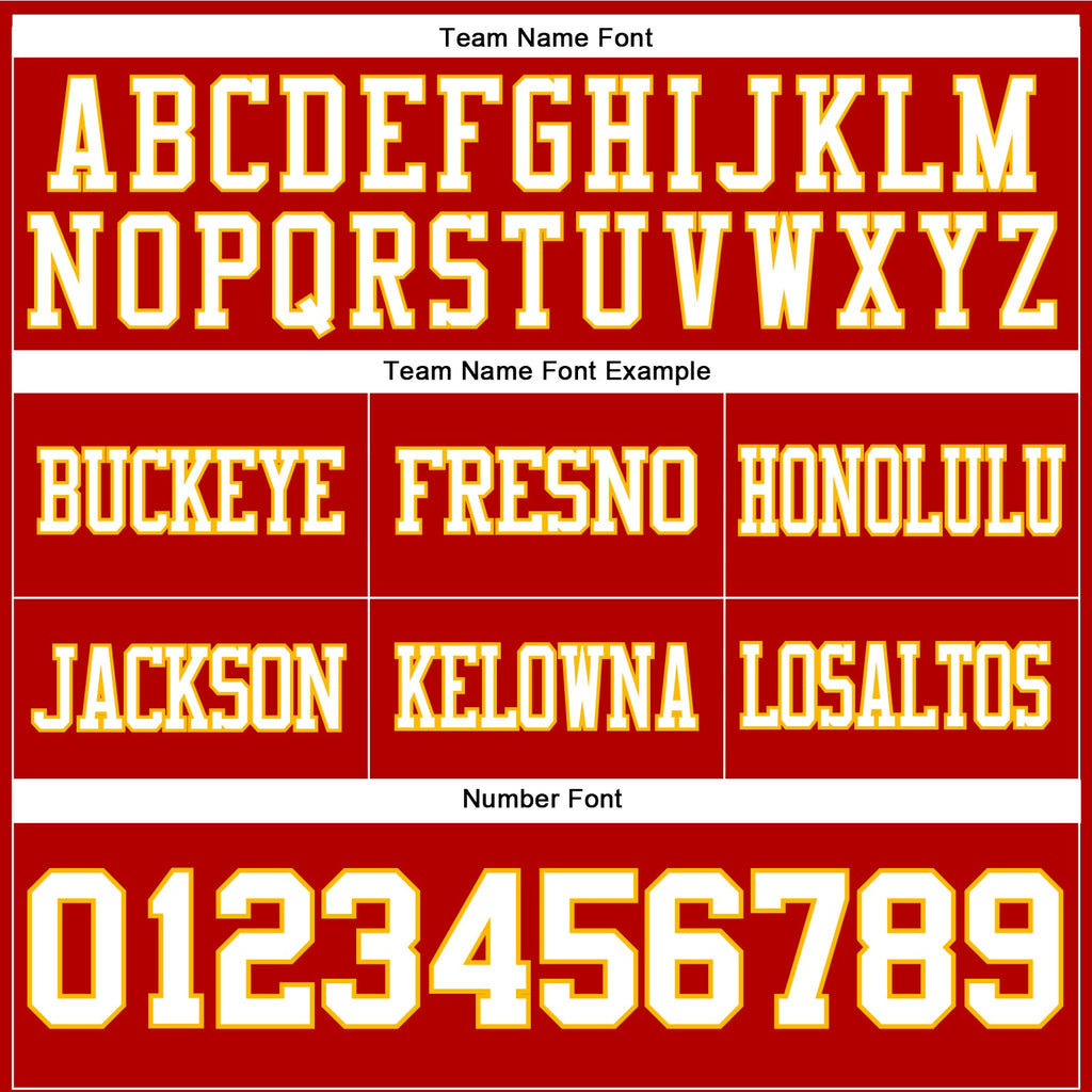 Custom Football Jersey - Red White-Gold