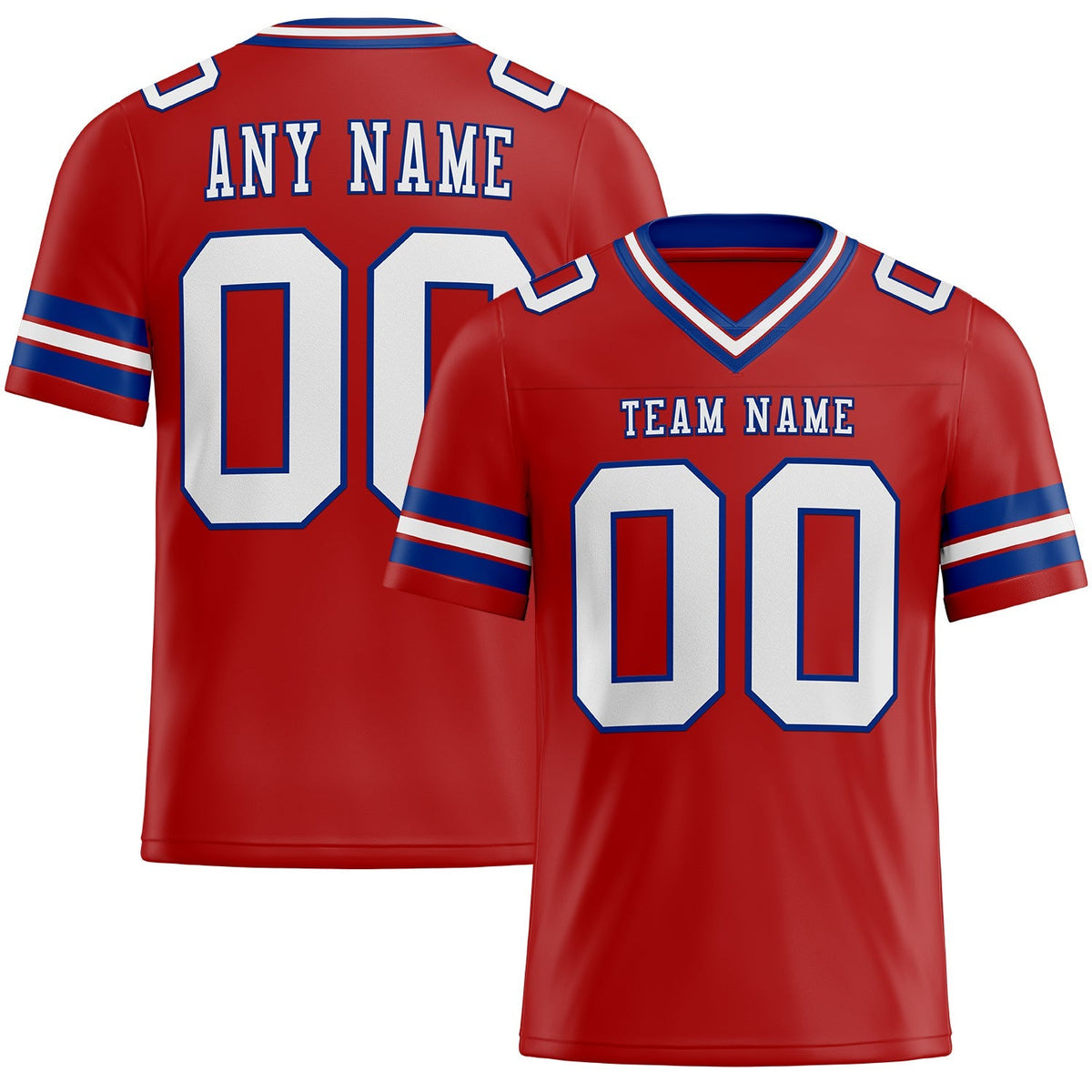 Custom Football Jersey - Red White-Royal