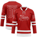 Custom Hockey Jersey - Red White Lace Neck