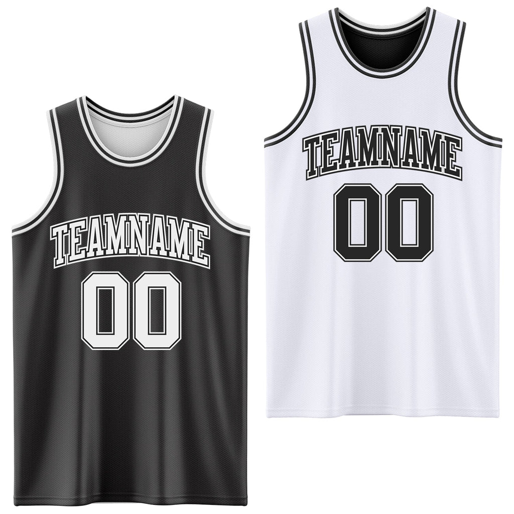 Custom Basketball Jersey - Reversible Black White Double Side Sublimation Set - Style ReversibleD0001