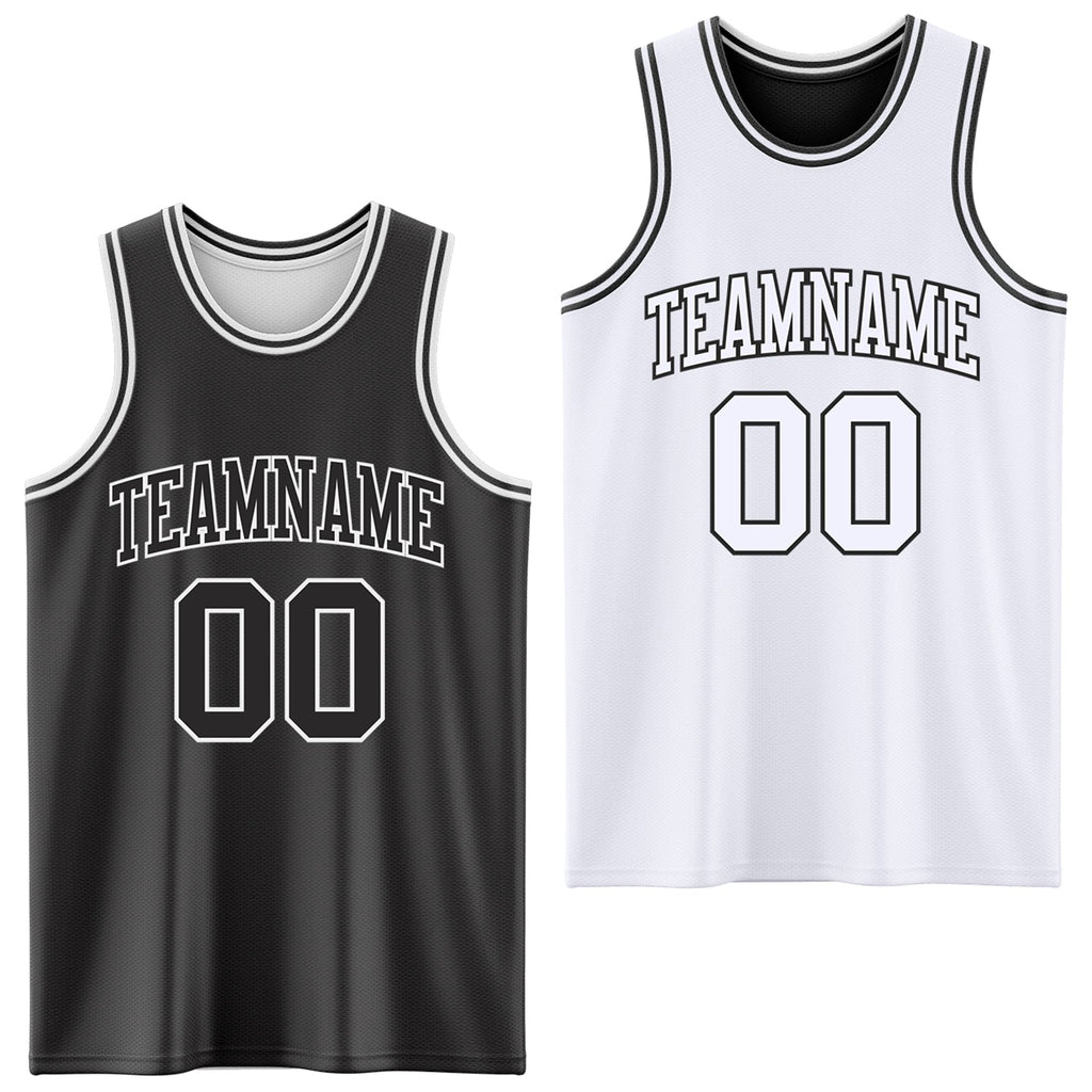 Custom Basketball Jersey - Reversible Black White Double Side Sublimation Set - Style ReversibleD0002