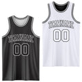 Custom Basketball Jersey - Reversible Black White Double Side Sublimation Set - Style ReversibleD0002