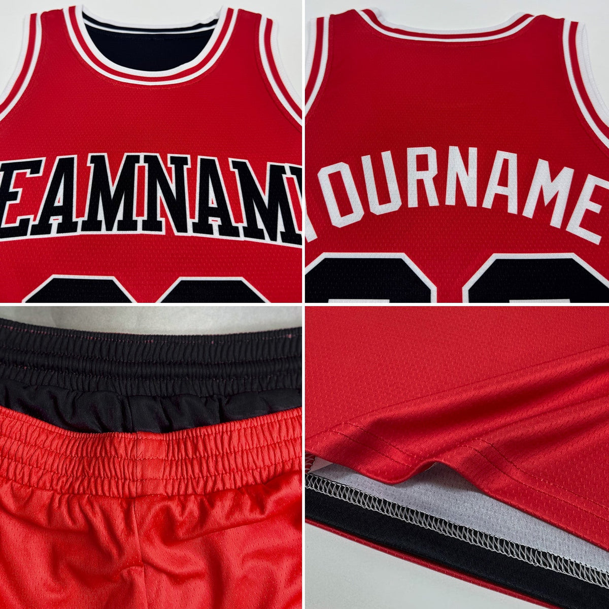Custom Basketball Jersey - Reversible Black Red-White Double Side Sublimation Set - Style ReversibleD0003
