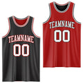 Custom Basketball Jersey - Reversible Black White-Red Double Side Sublimation Set