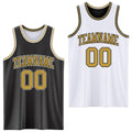 Custom Basketball Jersey - Reversible Black Old Gold-White Double Side Sublimation Set
