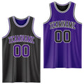 Custom Basketball Jersey - Reversible Black Purple-White Double Side Sublimation Set