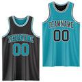 Custom Basketball Jersey - Reversible Black Teal-White Double Side Sublimation Set