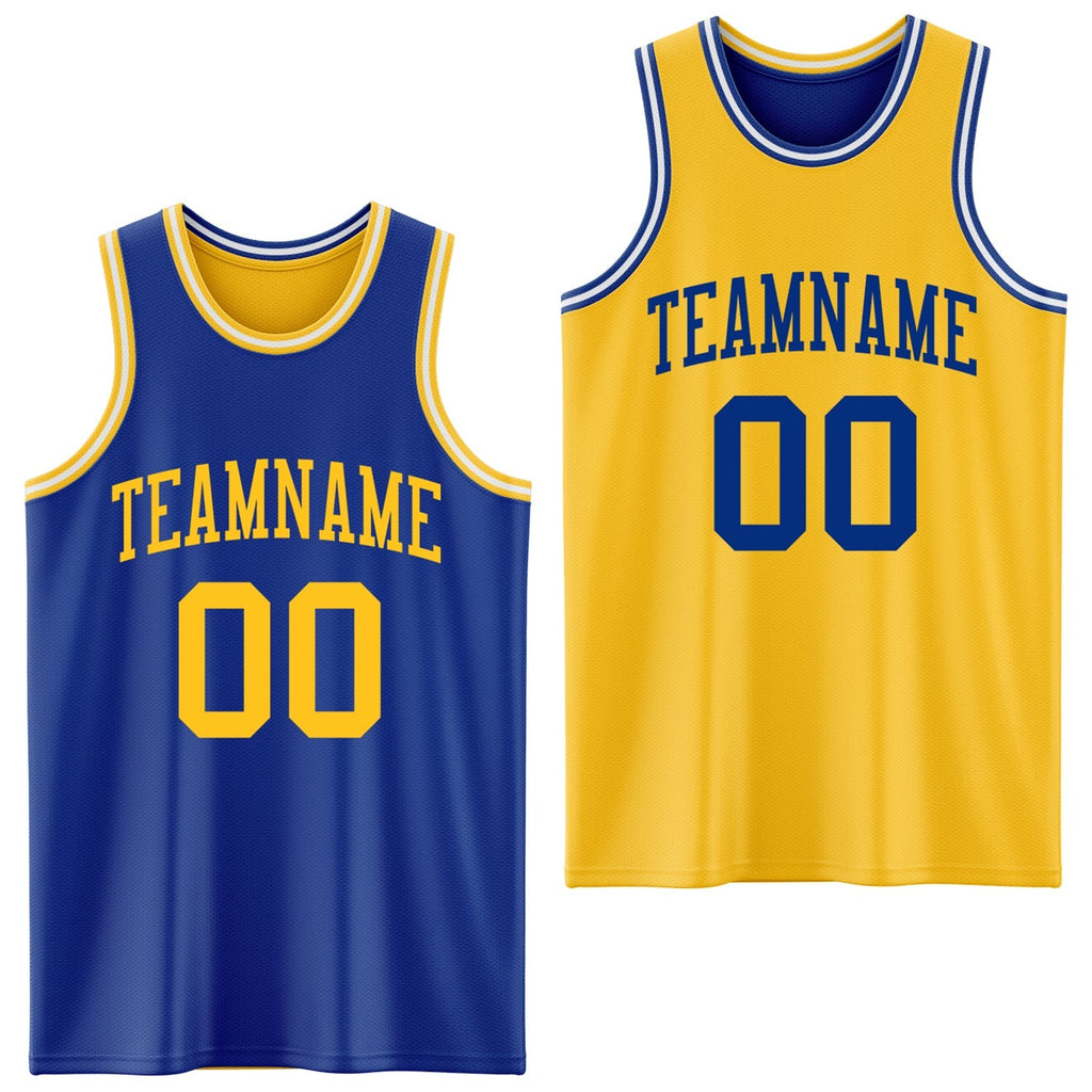 Custom Basketball Jersey - Royal Gold-White Reversible Double Side Sublimation Set