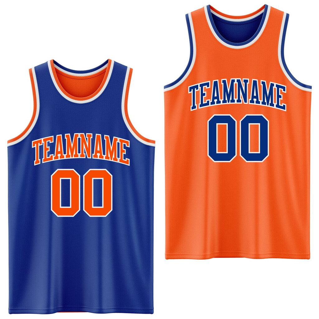 Custom Basketball Jersey - Royal Orange-White Reversible Double Side Sublimation Set