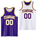 Custom Basketball Jersey - Purple White-Gold Reversible Double Side Sublimation Set