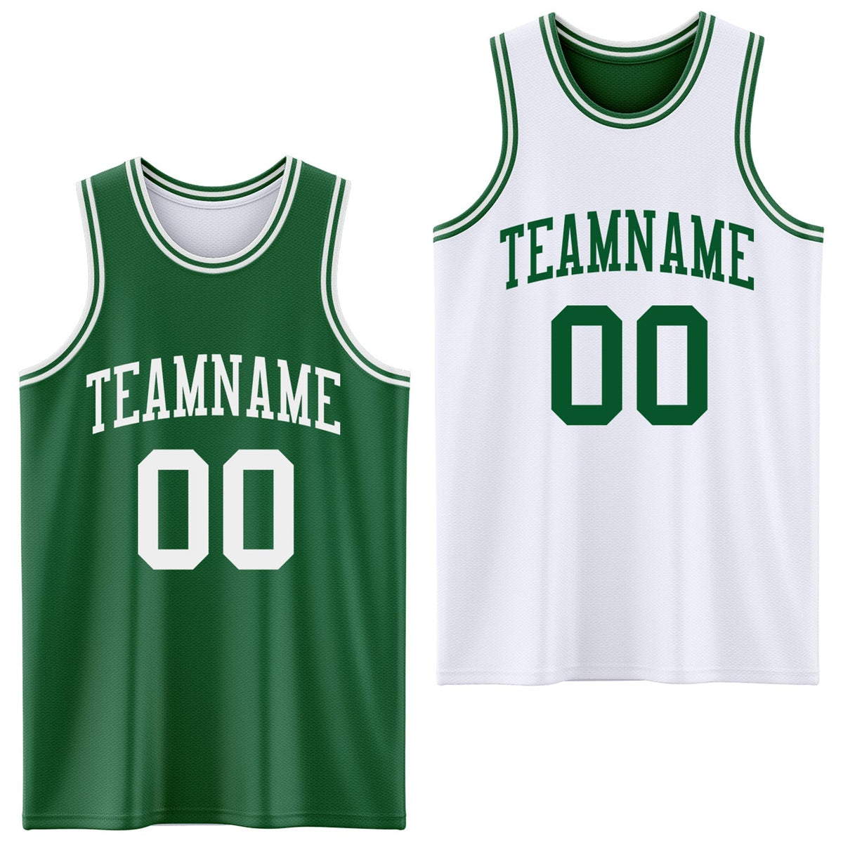 Custom Basketball Jersey - Reversible Kelly Green White Double Side Sublimation Set