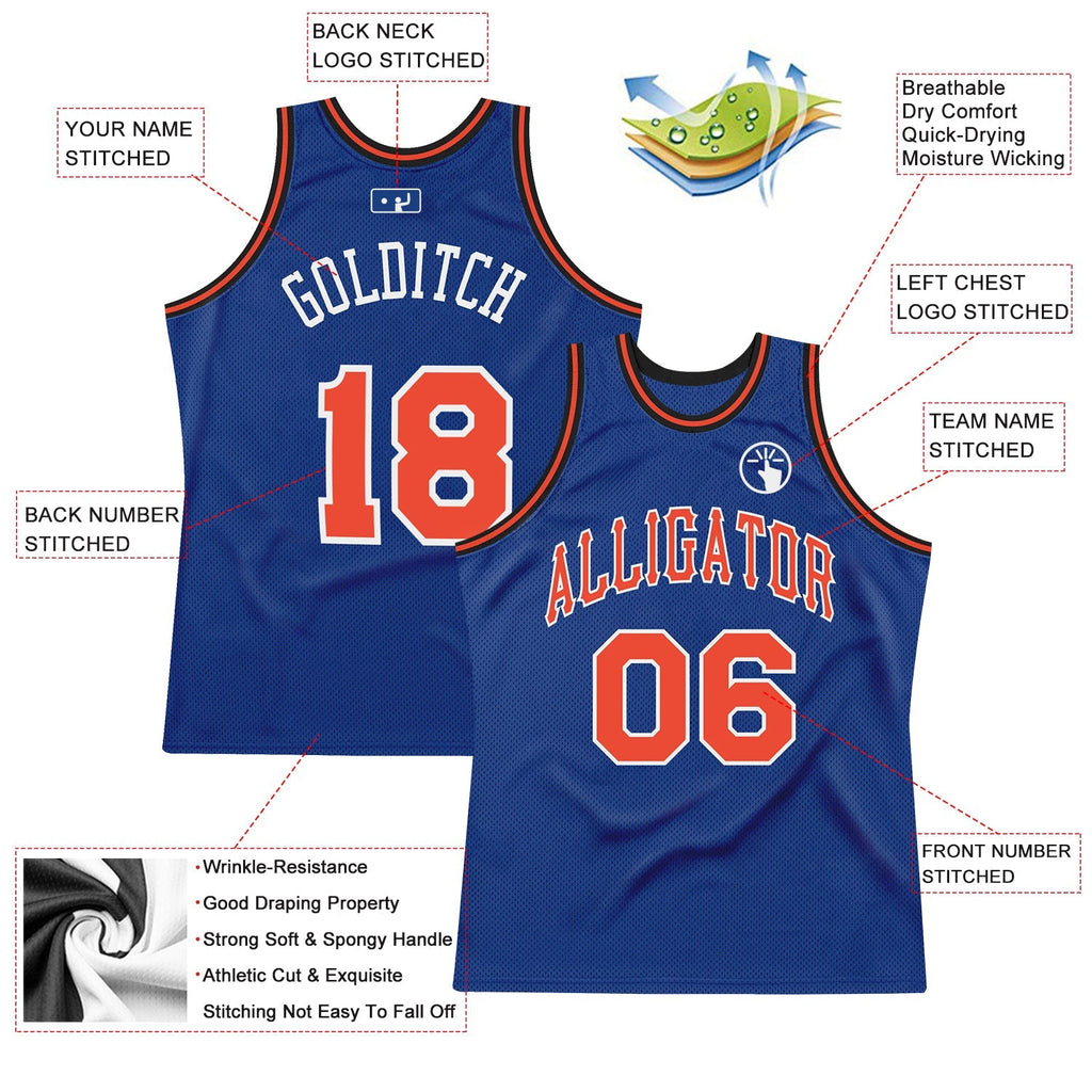 Custom Basketball Jersey - Royal Orange-White Throwback - Style Royal0110