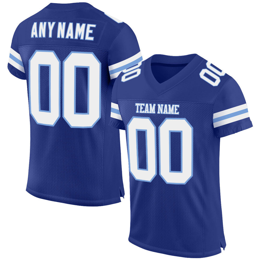 Custom Football Jersey - Royal White-Light Blue Mesh