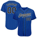 Custom Baseball Jersey - Royal White Pinstripe Black-White