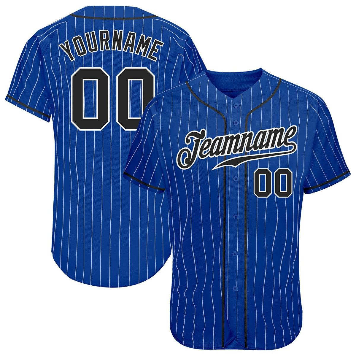 Custom Baseball Jersey - Royal White Pinstripe Black-White