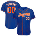 Custom Baseball Jersey - Royal Orange Pinstripe Orange-White