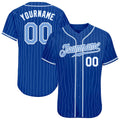 Custom Baseball Jersey - Royal Light Blue Pinstripe Light Blue-White