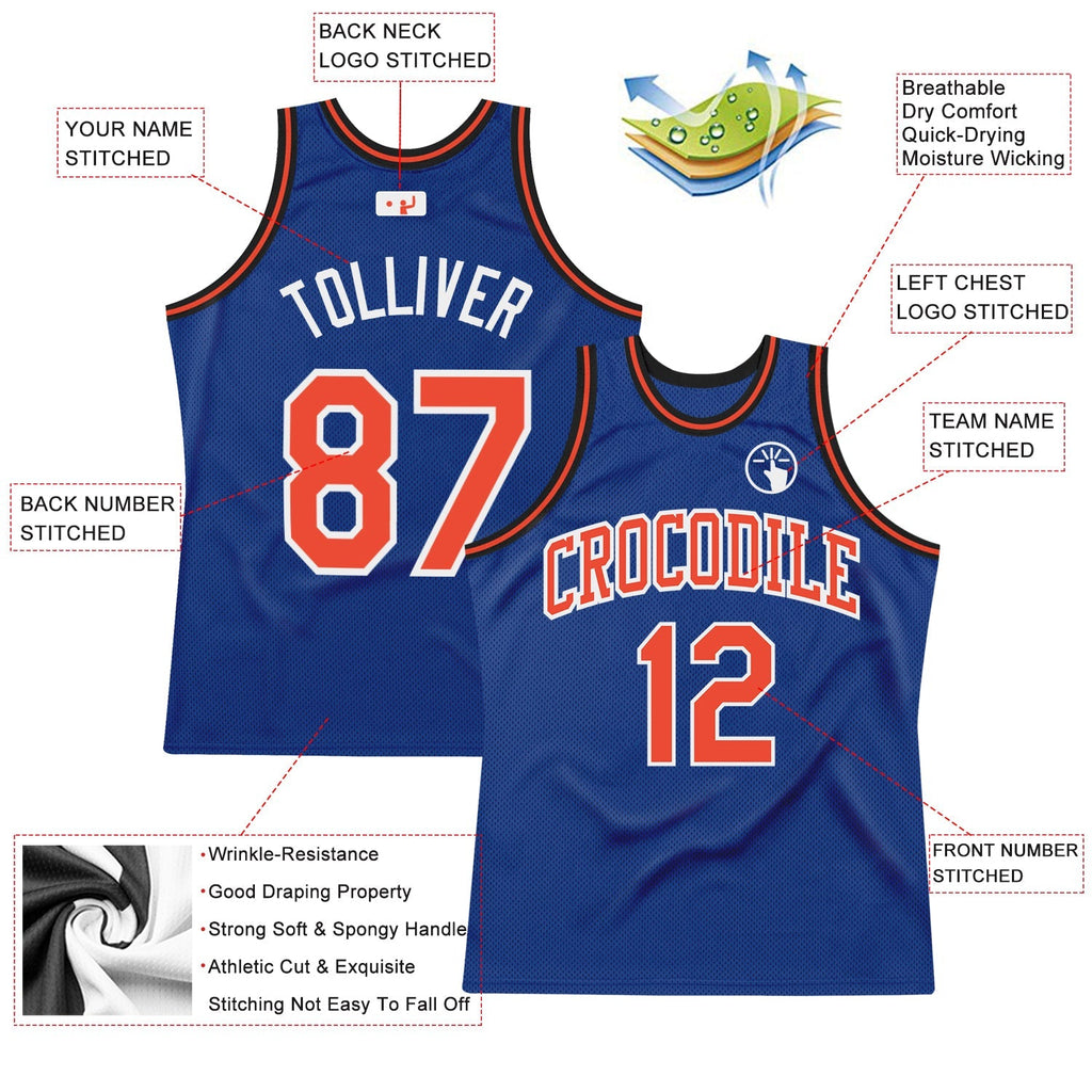 Custom Basketball Jersey - Royal Orange-White Throwback - Style Royal0341