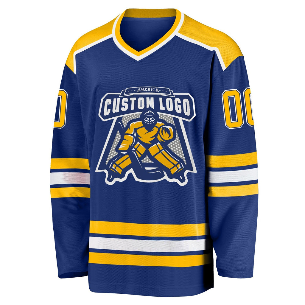 Custom Hockey Jersey - Royal Gold-White - Style Royal0390