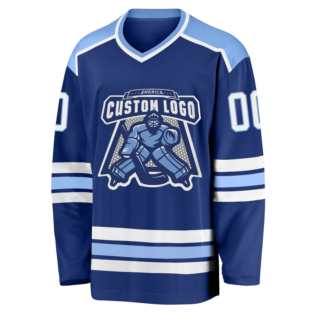 Custom Hockey Jersey - Royal White-Light Blue - Style Royal0391