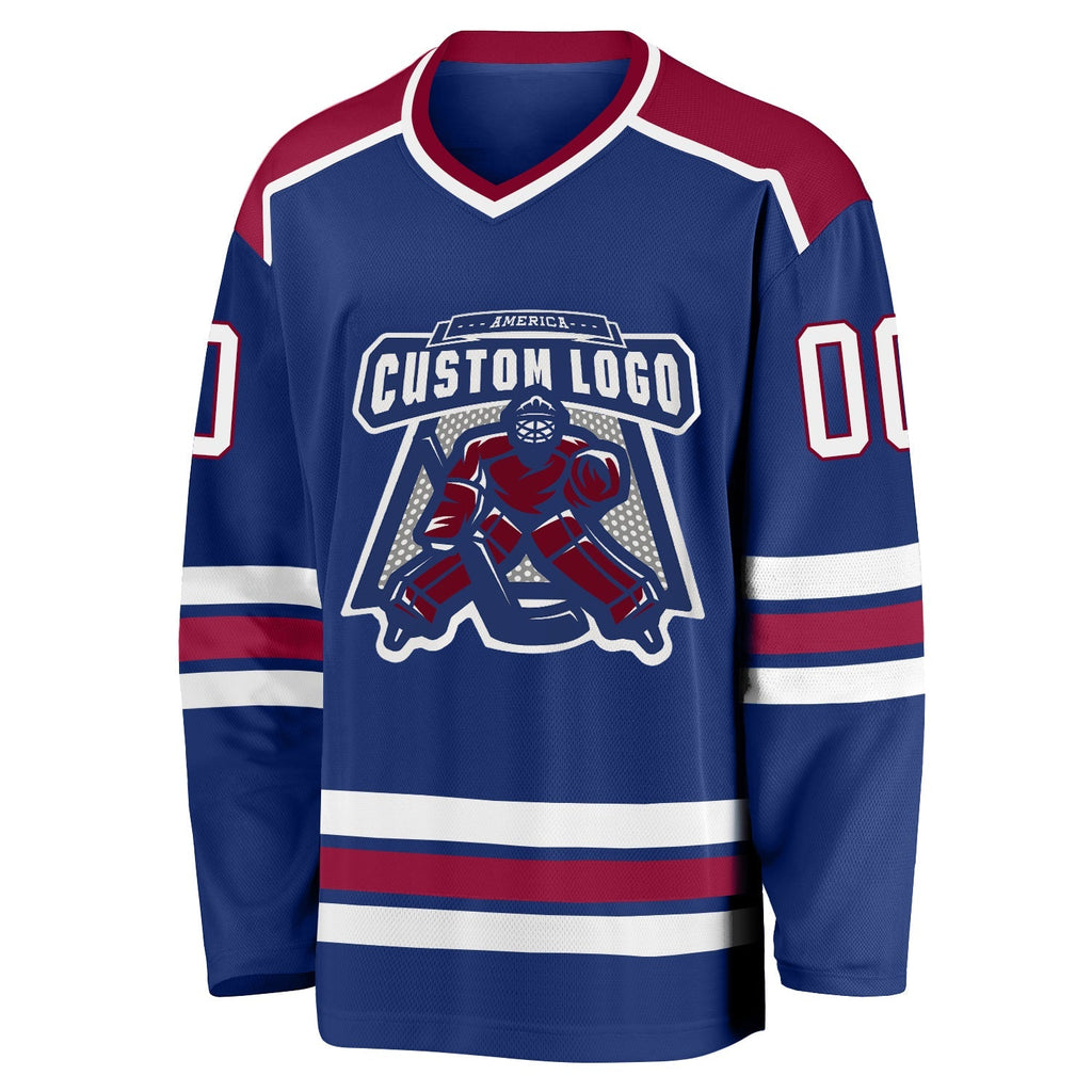 Custom Hockey Jersey - Royal White-Maroon