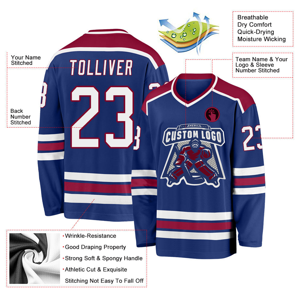 Custom Hockey Jersey - Royal White-Maroon