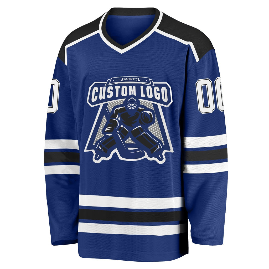 Custom Hockey Jersey - Royal White-Black - Style Royal0397
