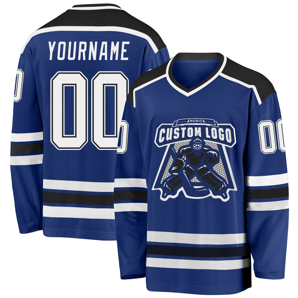 Custom Hockey Jersey - Royal White-Black - Style Royal0397