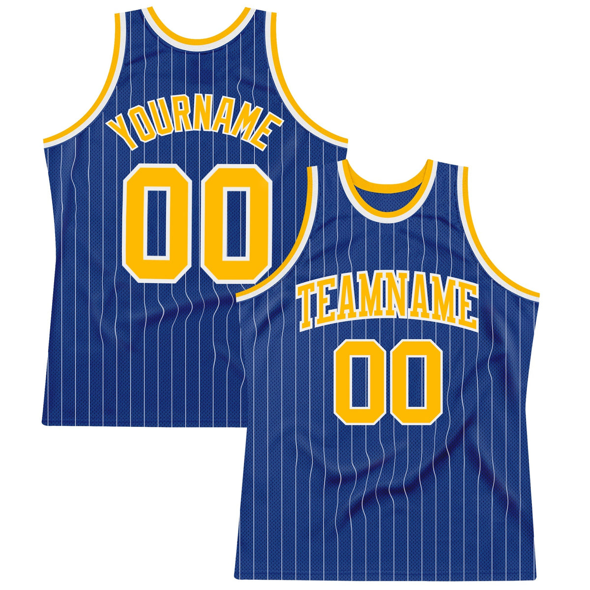 Custom Basketball Jersey - Royal White Pinstripe Gold-White