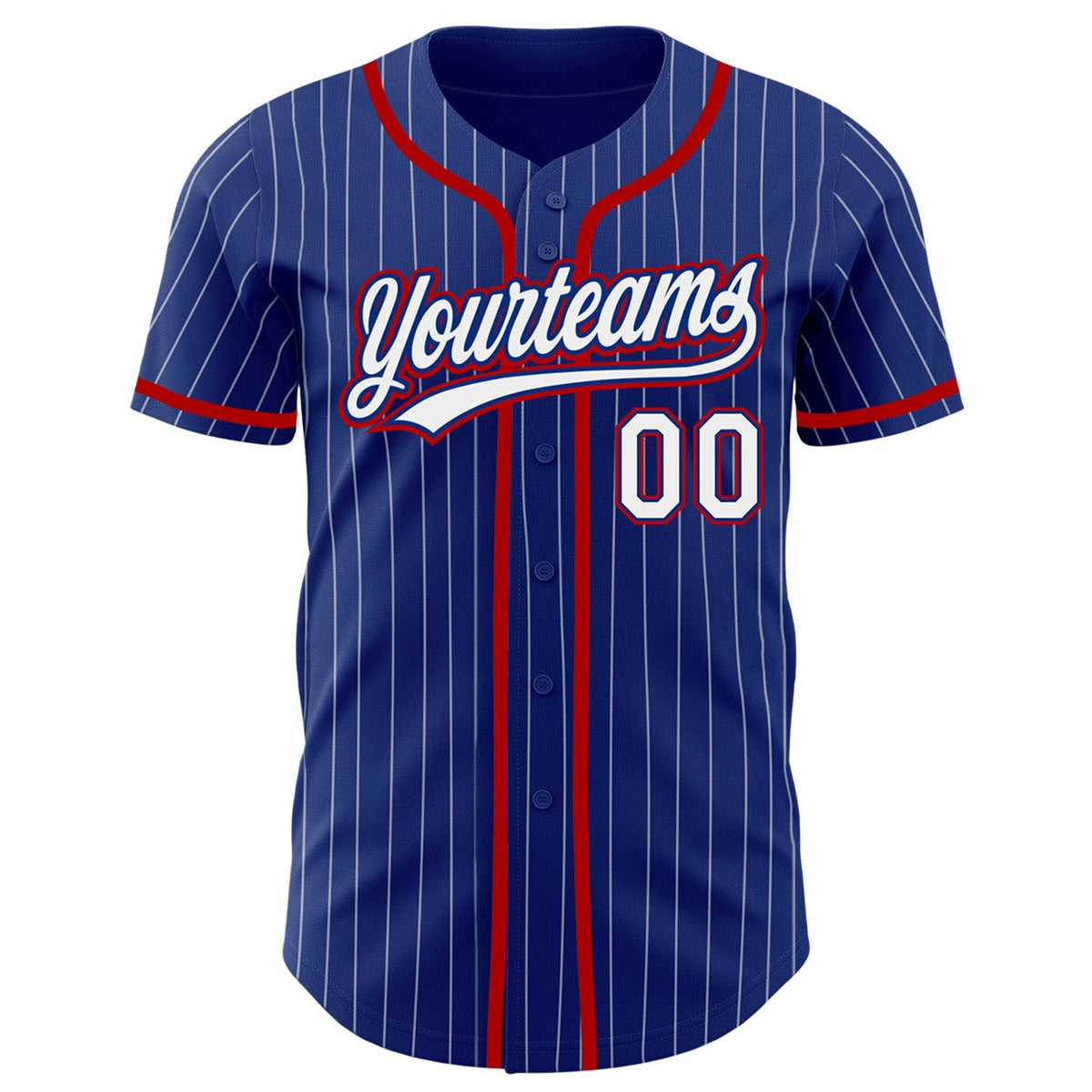 Custom Baseball Jersey - Royal White Pinstripe Red