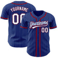 Custom Baseball Jersey - Royal White Pinstripe Red