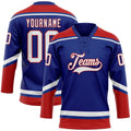 Custom Hockey Jersey - Royal White-Red Lace Neck