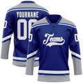 Custom Hockey Jersey - Royal White-Gray Lace Neck