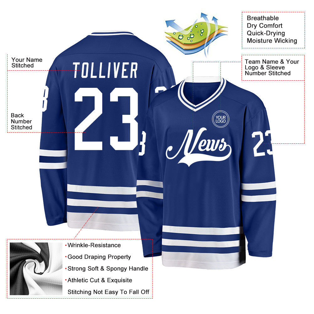 Custom Hockey Jersey - Royal White - Style Royal0793