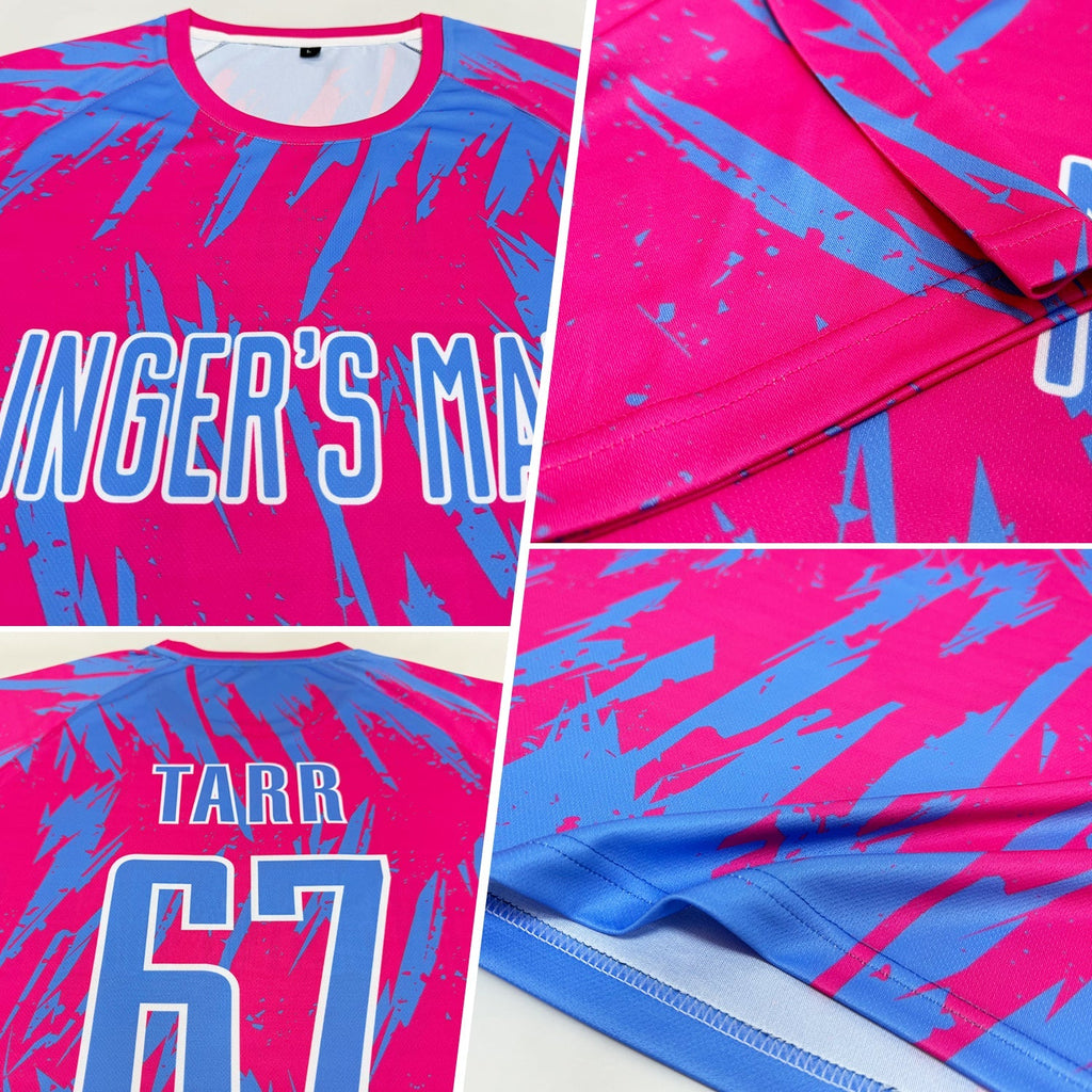 Custom Soccer Jersey - Pink Light Blue-White Sublimation Uniform