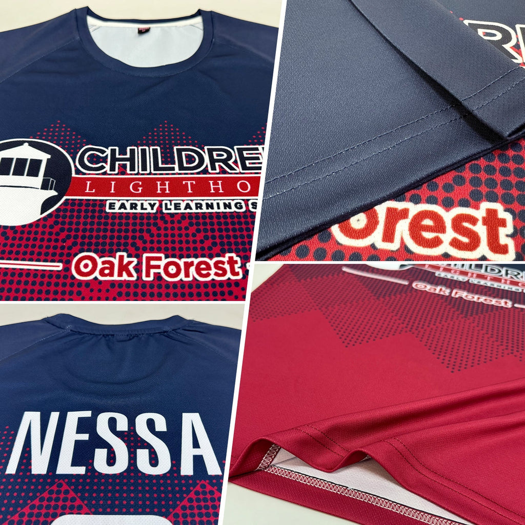 Custom Soccer Jersey - Navy White-Crimson Sublimation Uniform