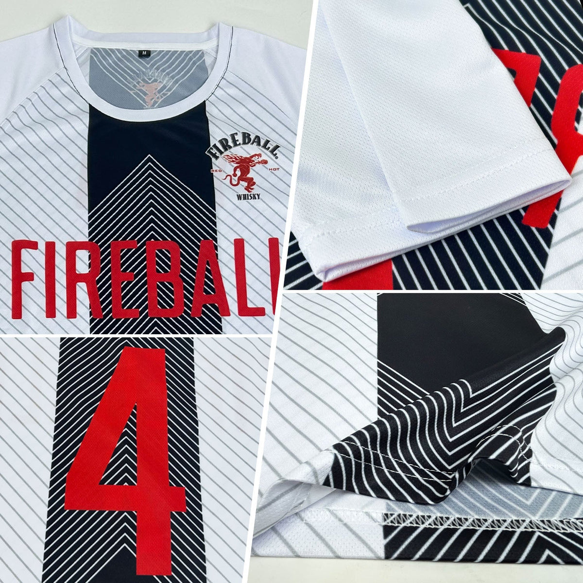 Custom Soccer Jersey - White Red-Black Line Sublimation Uniform