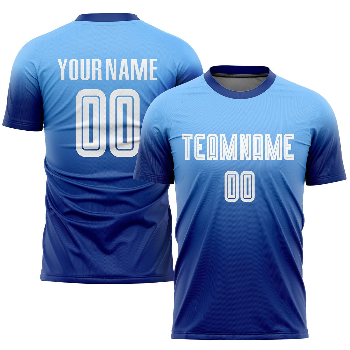 Custom Soccer Jersey - Light Blue White-Royal Sublimation Fade Fashion Uniform