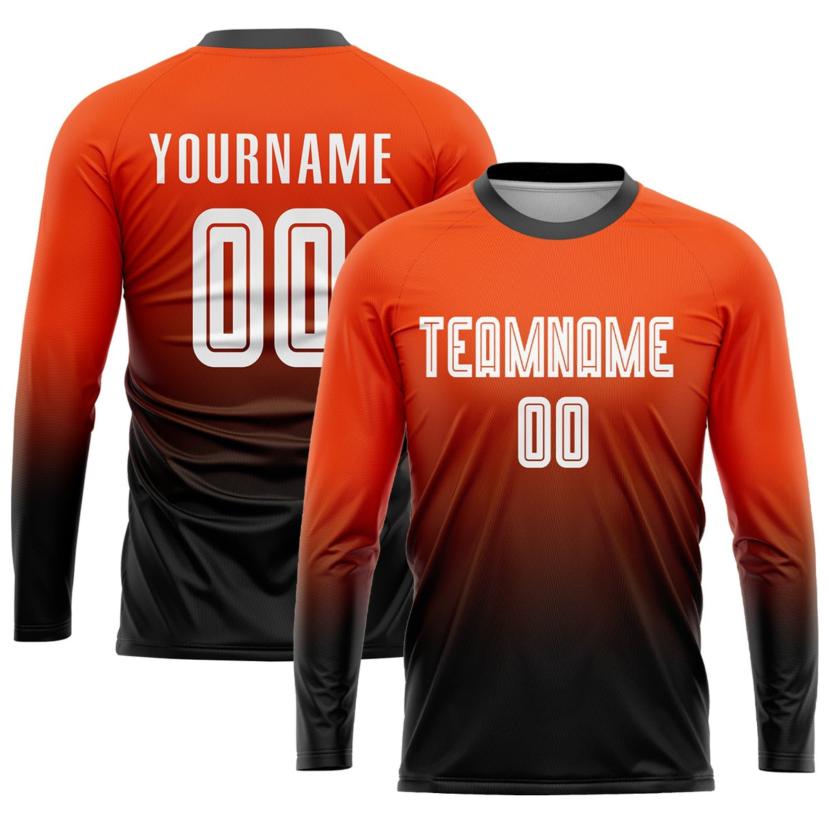 Custom Soccer Jersey - Orange White-Black Sublimation Fade Fashion Uniform