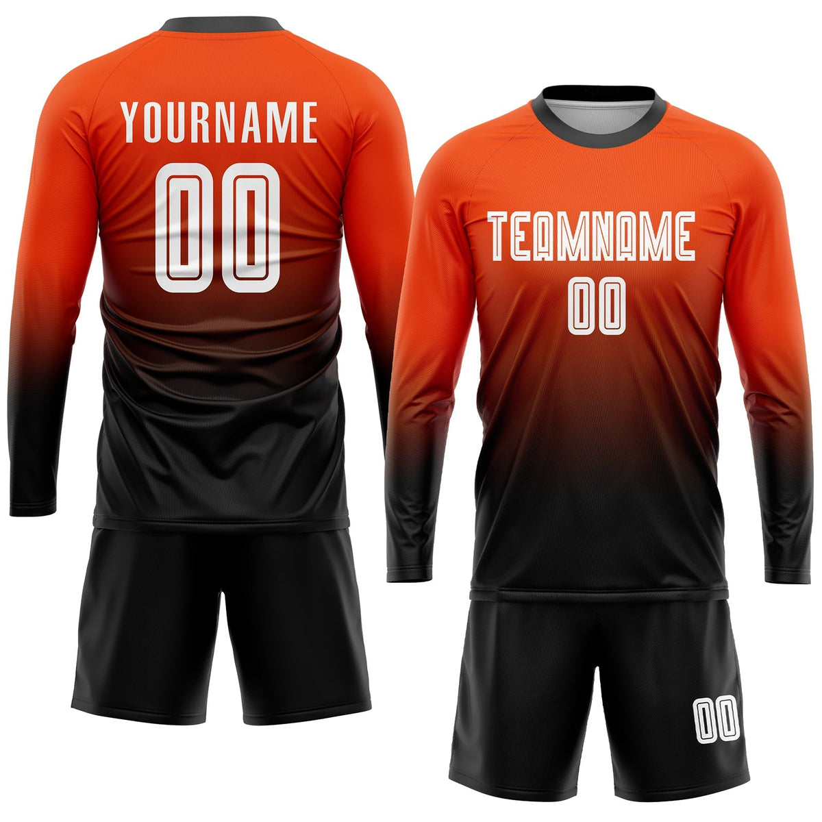 Custom Soccer Jersey - Orange White-Black Sublimation Fade Fashion Uniform