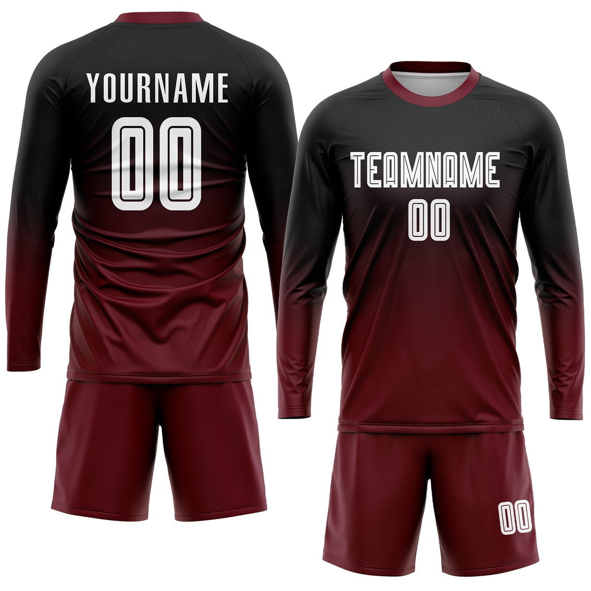Custom Soccer Jersey - Black White-Crimson Sublimation Fade Fashion Uniform