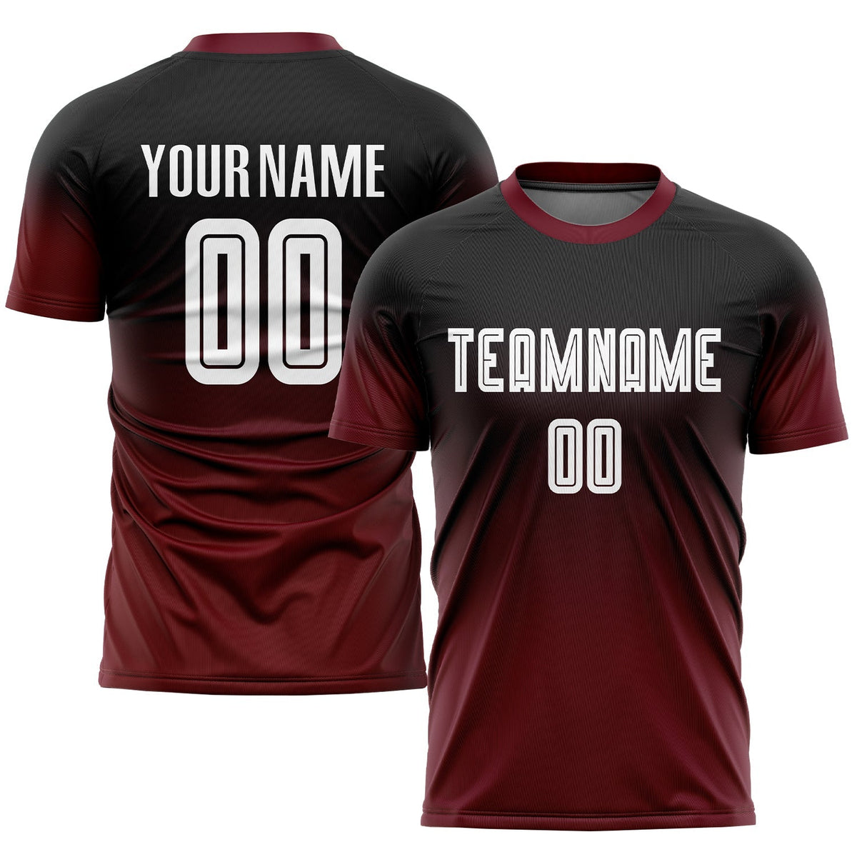 Custom Soccer Jersey - Black White-Crimson Sublimation Fade Fashion Uniform