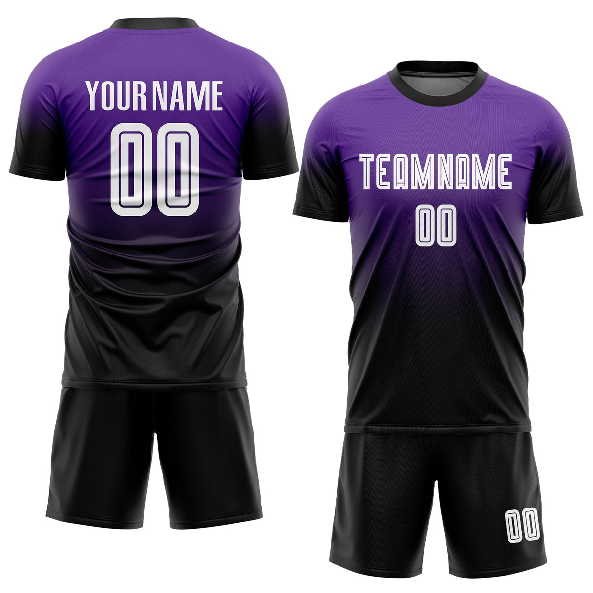 Custom Soccer Jersey - Purple White-Black Sublimation Fade Fashion Uniform
