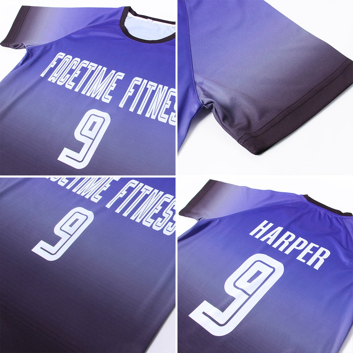 Custom Soccer Jersey - Purple White-Black Sublimation Fade Fashion Uniform