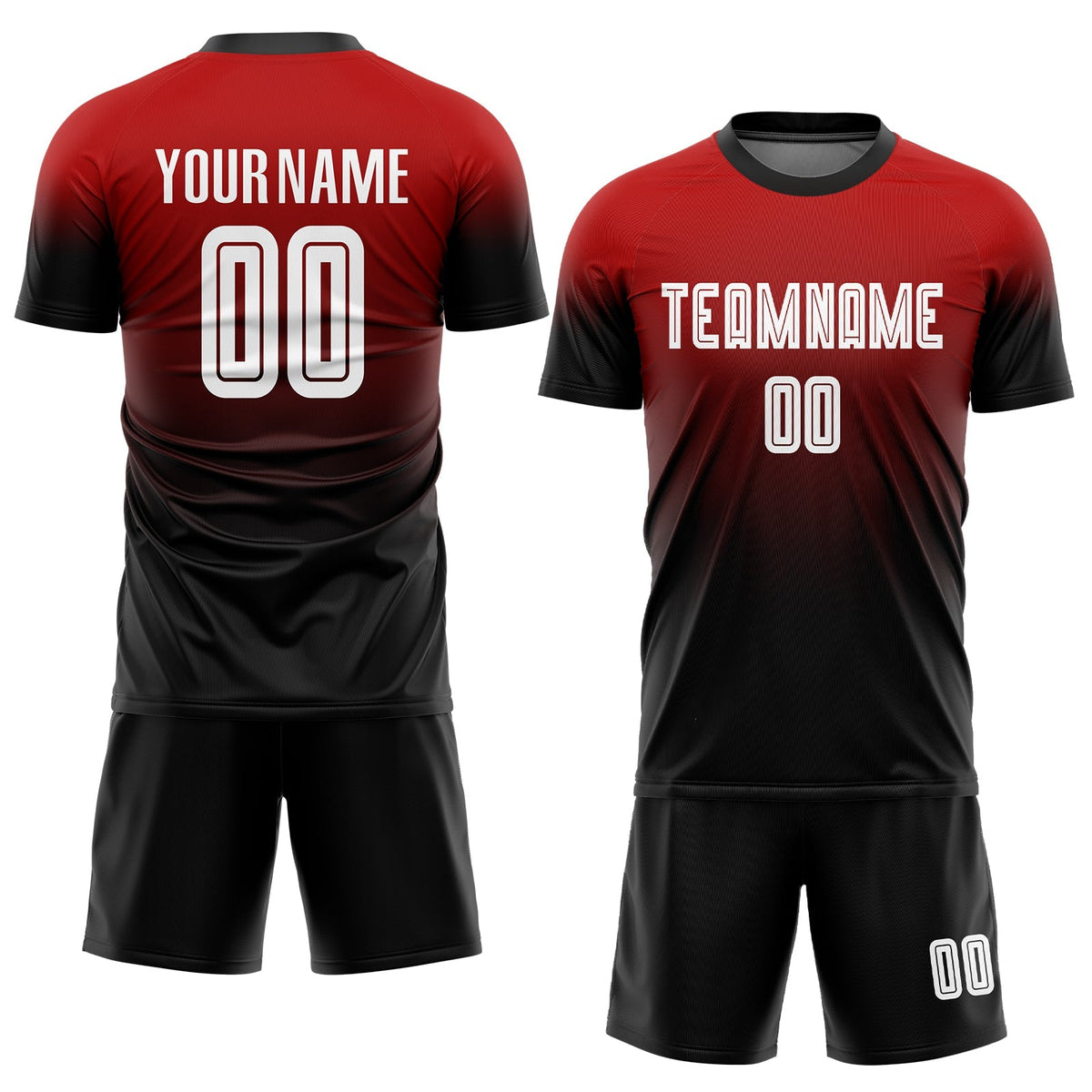 Custom Soccer Jersey - Red White-Black Sublimation Fade Fashion Uniform