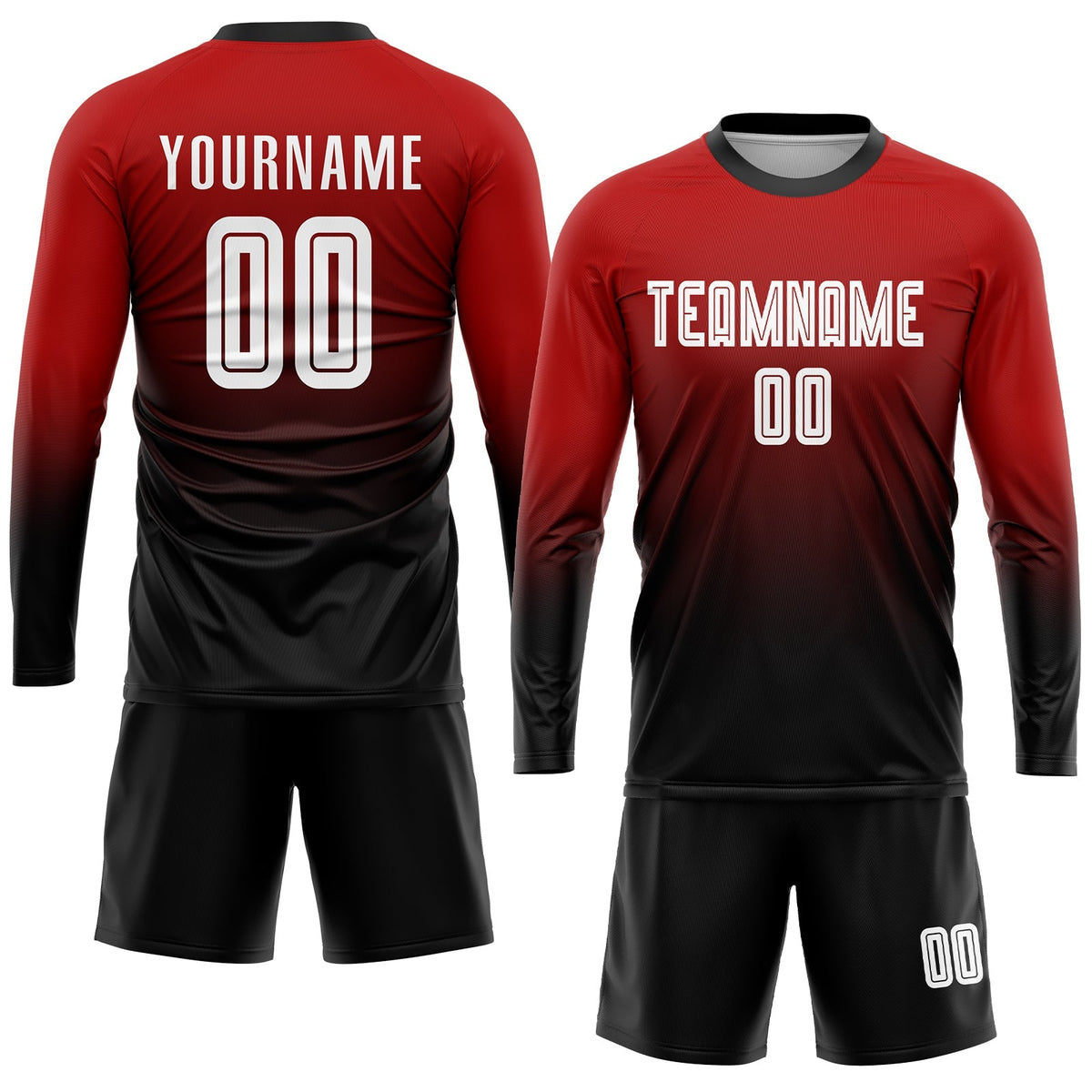 Custom Soccer Jersey - Red White-Black Sublimation Fade Fashion Uniform