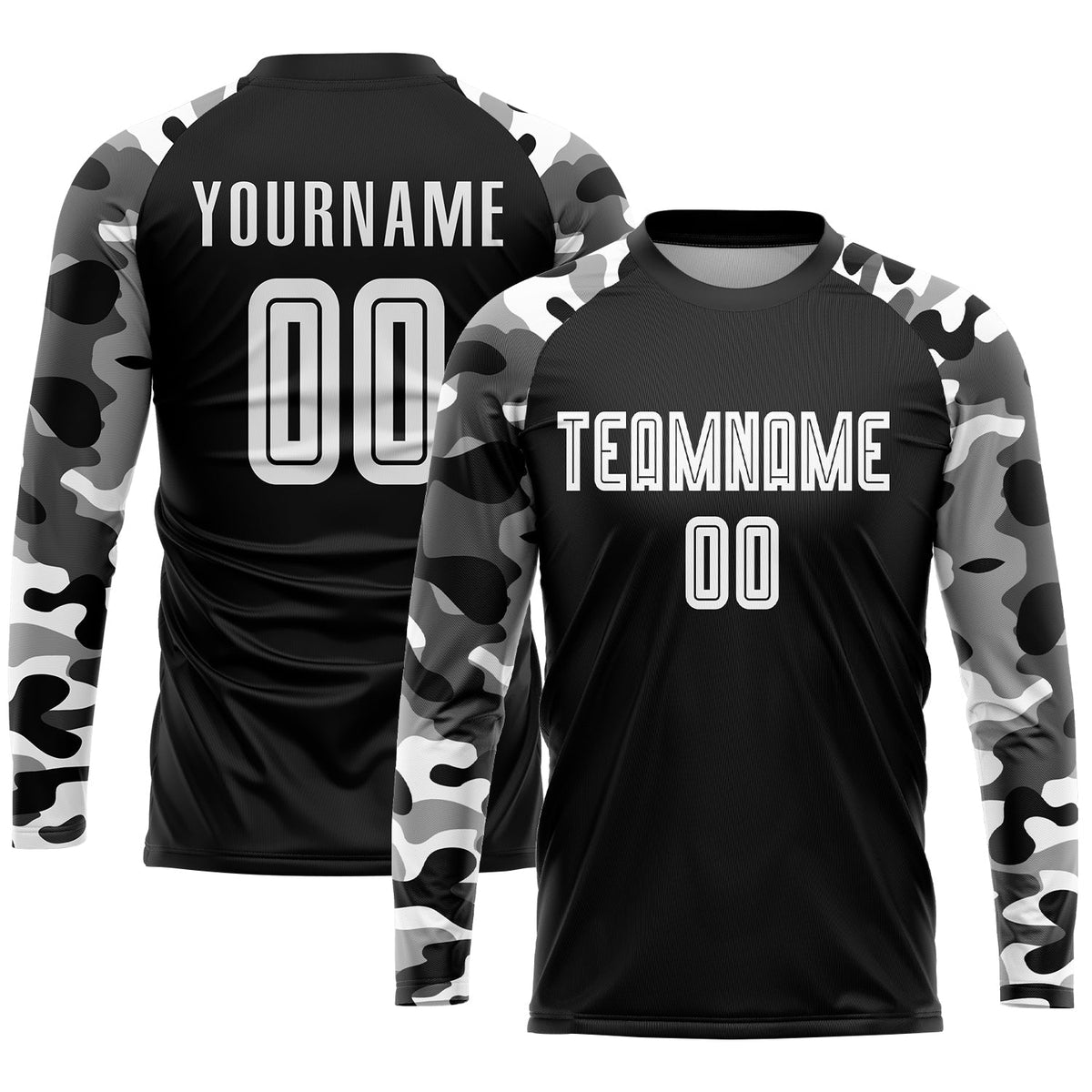 Custom Soccer Jersey - Black White-Camo Sublimation Uniform