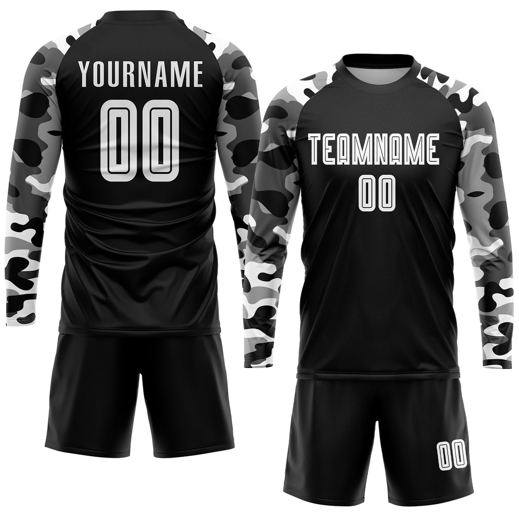 Custom Soccer Jersey - Black White-Camo Sublimation Uniform