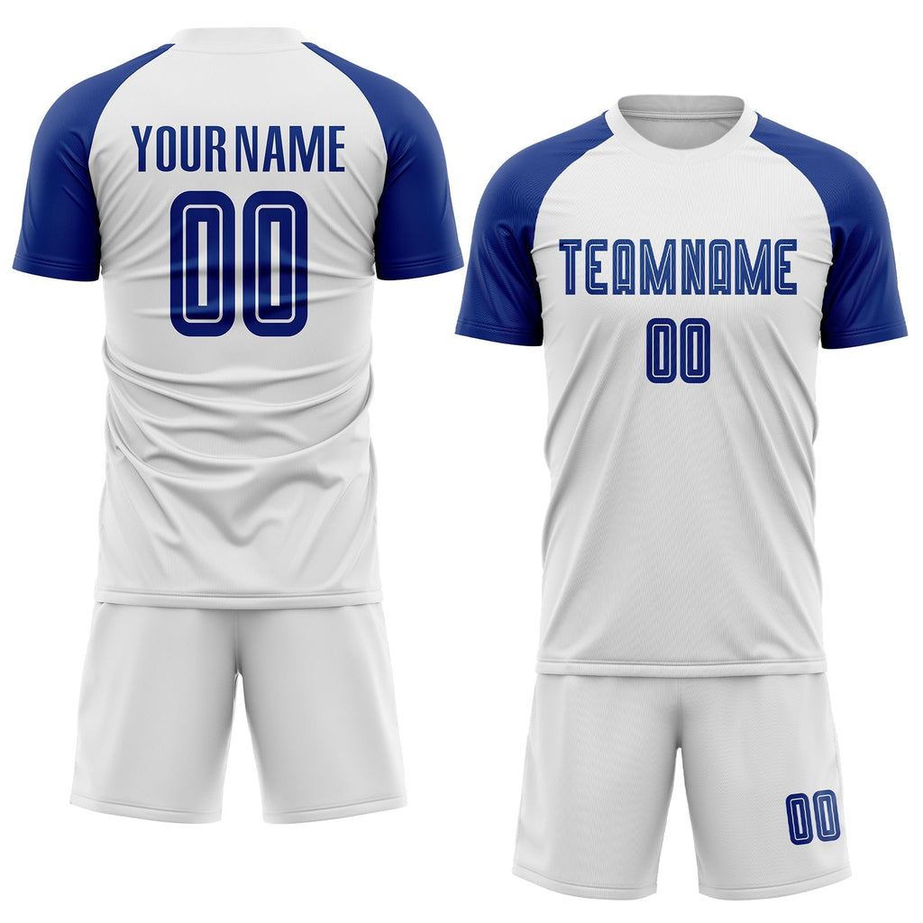 Custom Soccer Jersey - White Royal Sublimation Uniform - Style Soccer0050